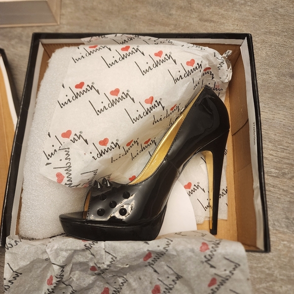 Showstopper Patent Leather Spike Peeptoe Heels - Picture 3 of 10